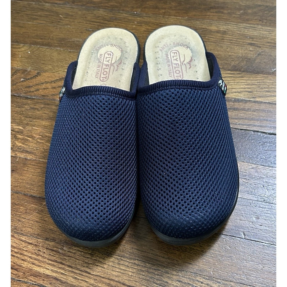 Fly Flot navy blue mesh anti-shock mule clog shoes Italy Size 6.5 Comfort